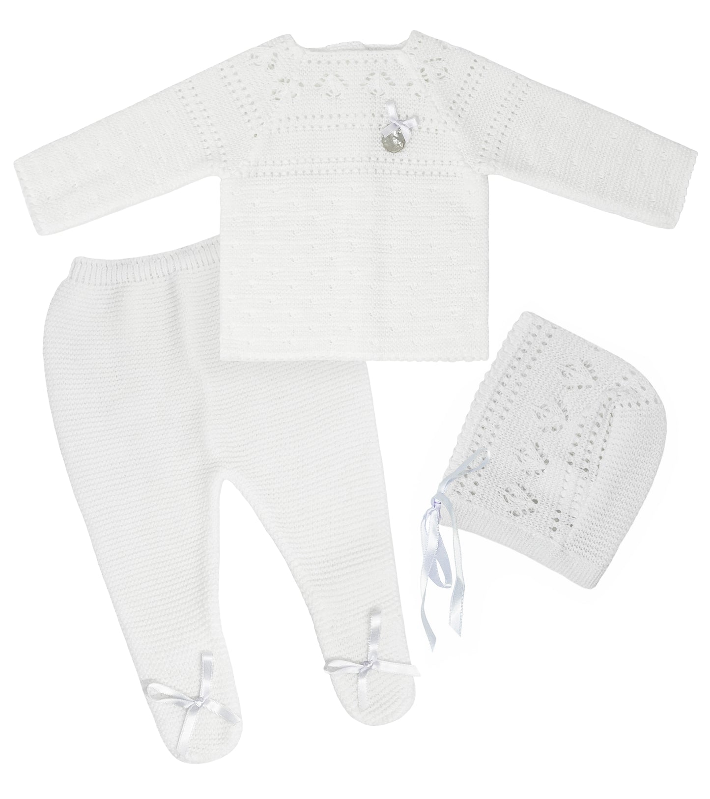 White Picot knitted Set