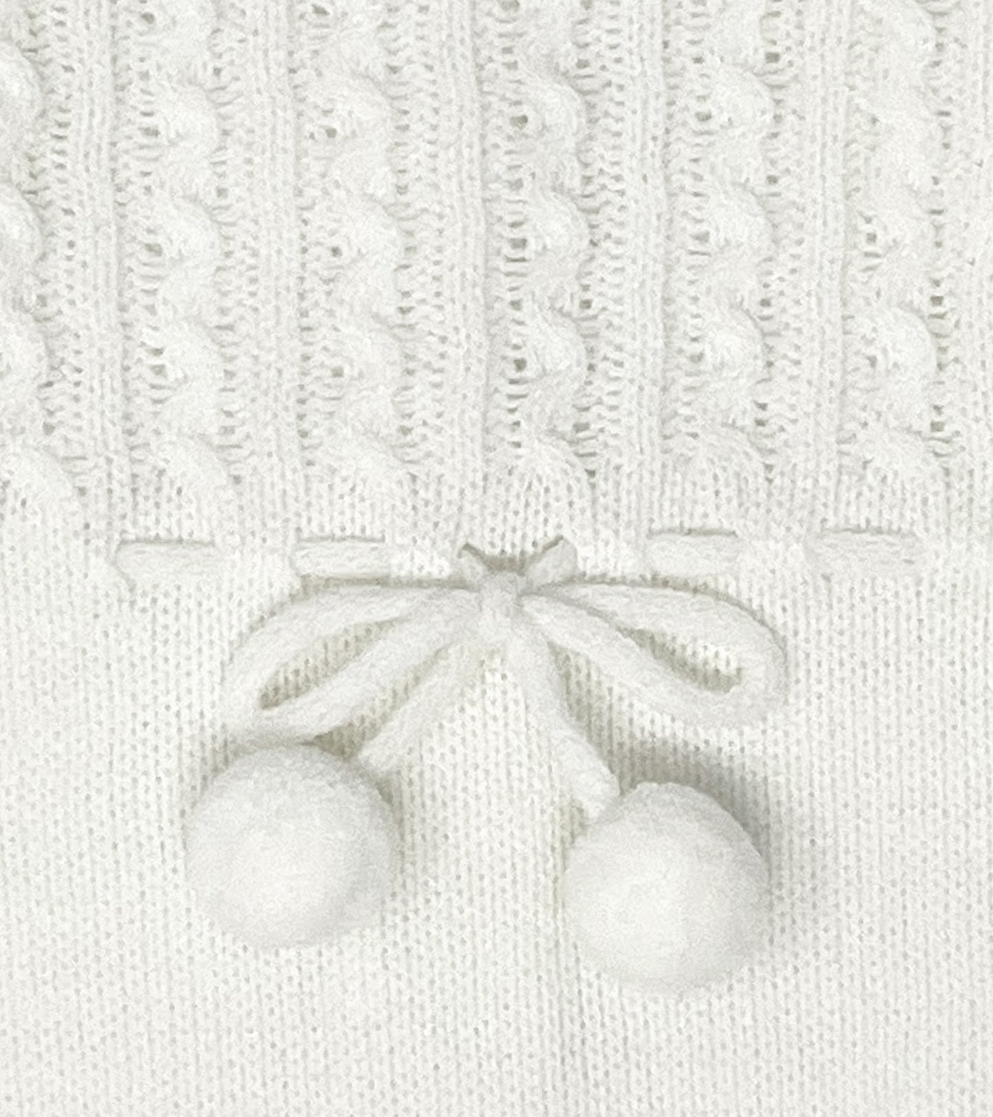 Baby Unisex Knitted Clothes with Pompoms, (Off-White)