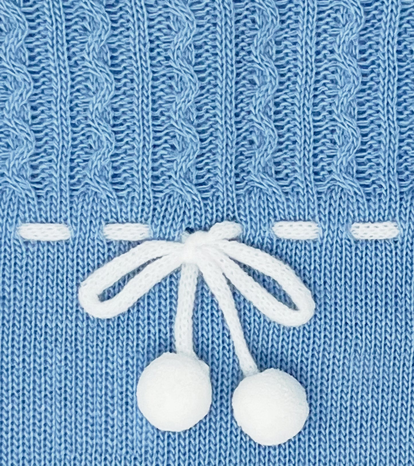 Baby Boys Knitted Clothes Set with Pompms, ( SeaBlue/White)