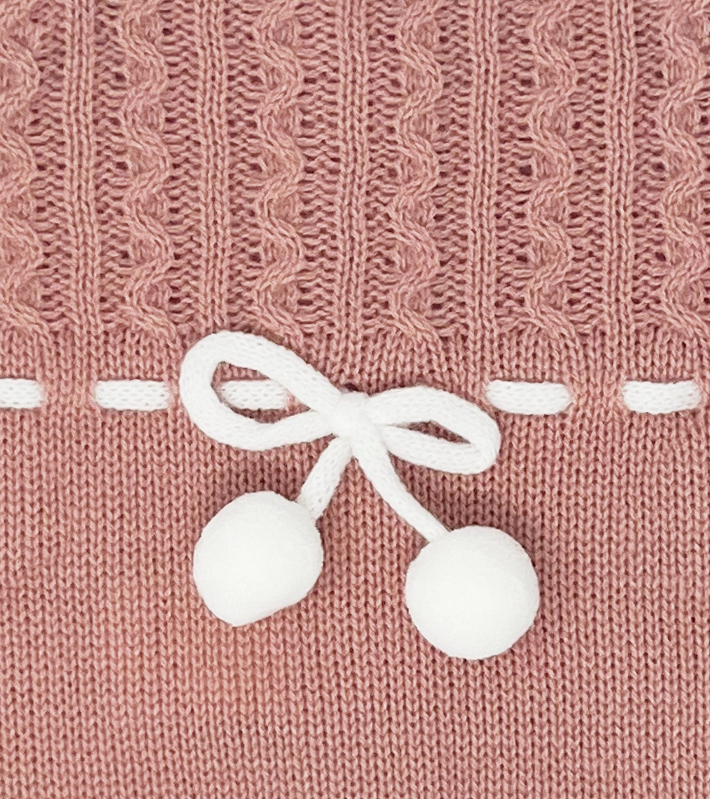 Baby Girls Knitted Clothes Set with Pompoms,  Rose/White)