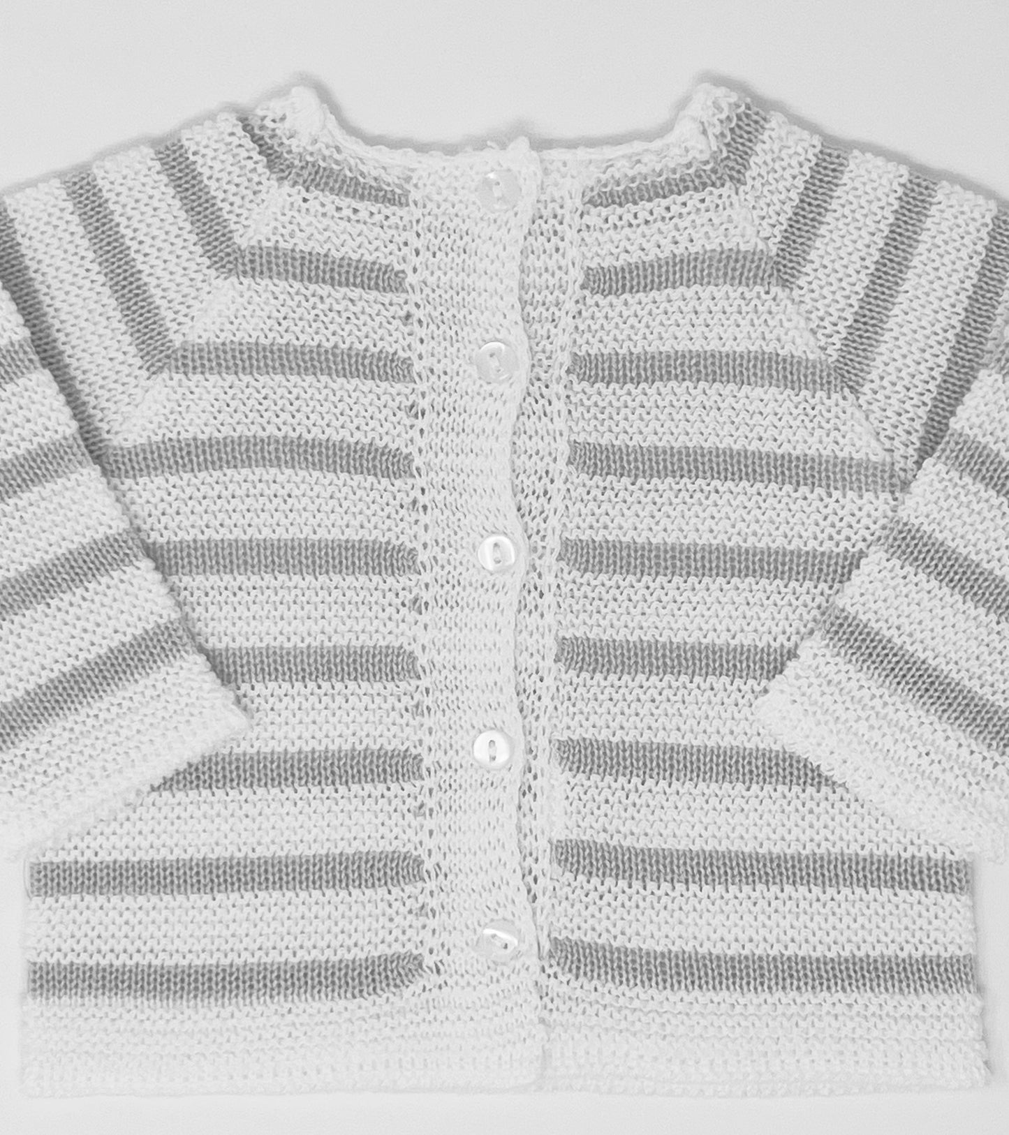 Baby Unisex Gray/White 3-Piece Knitted Set