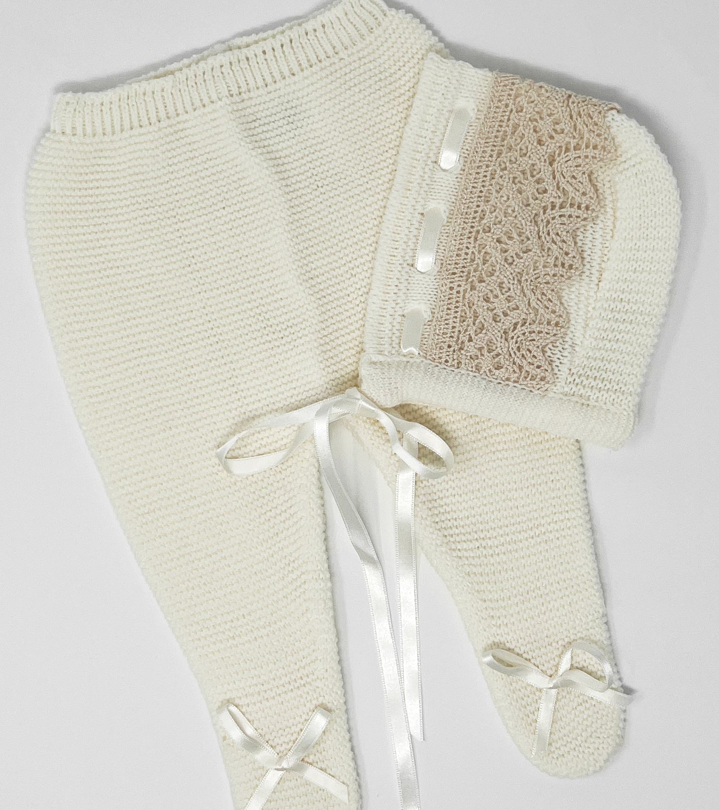 Baby Unisex Beige/Beige 3-Piece Knitted Set