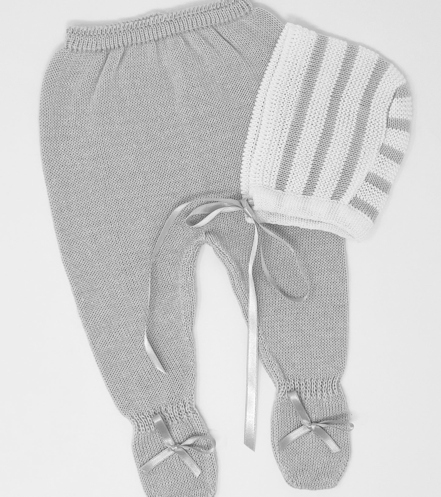 Baby Unisex Gray/White 3-Piece Knitted Set