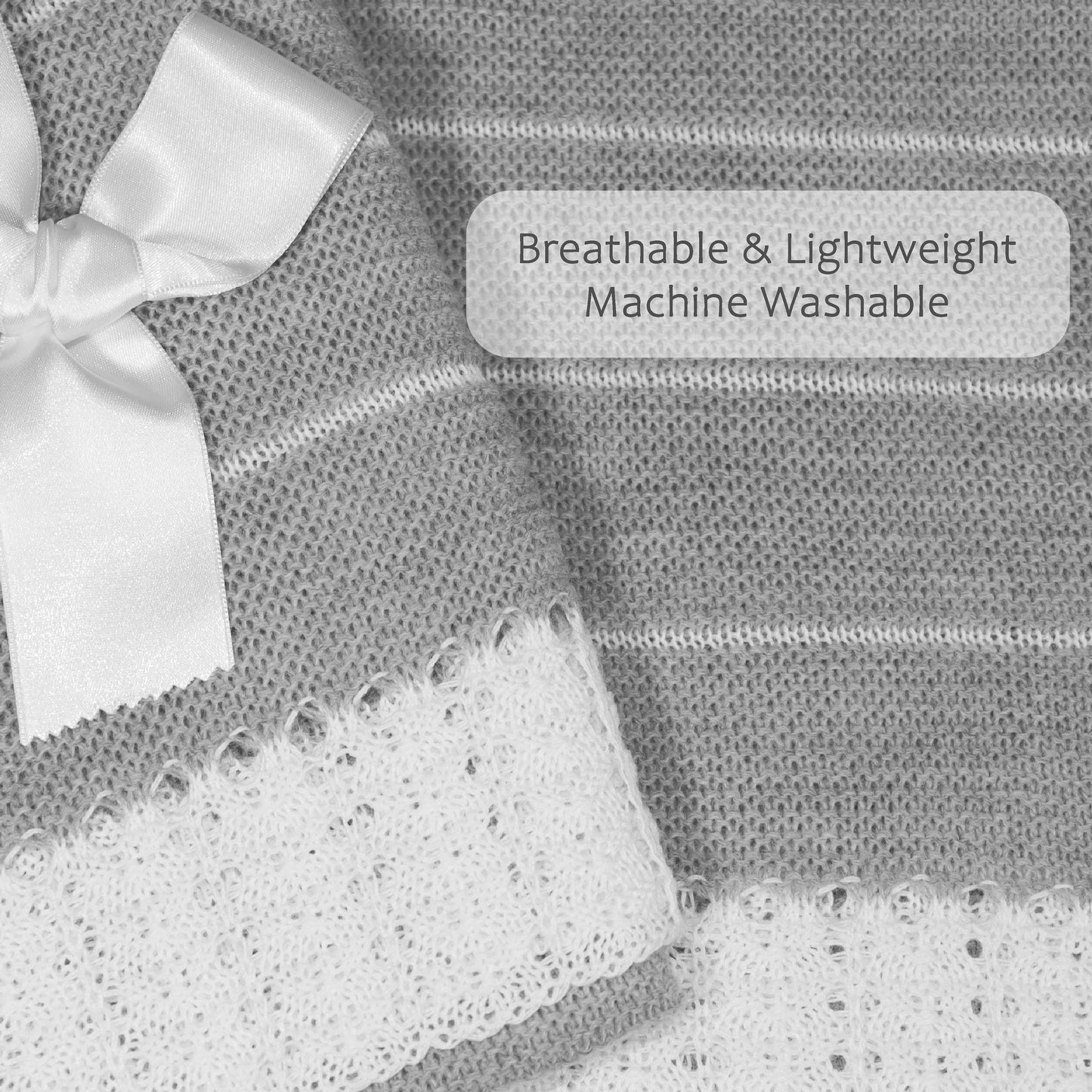 Baby Unixes Gray/White Knitted Blanket