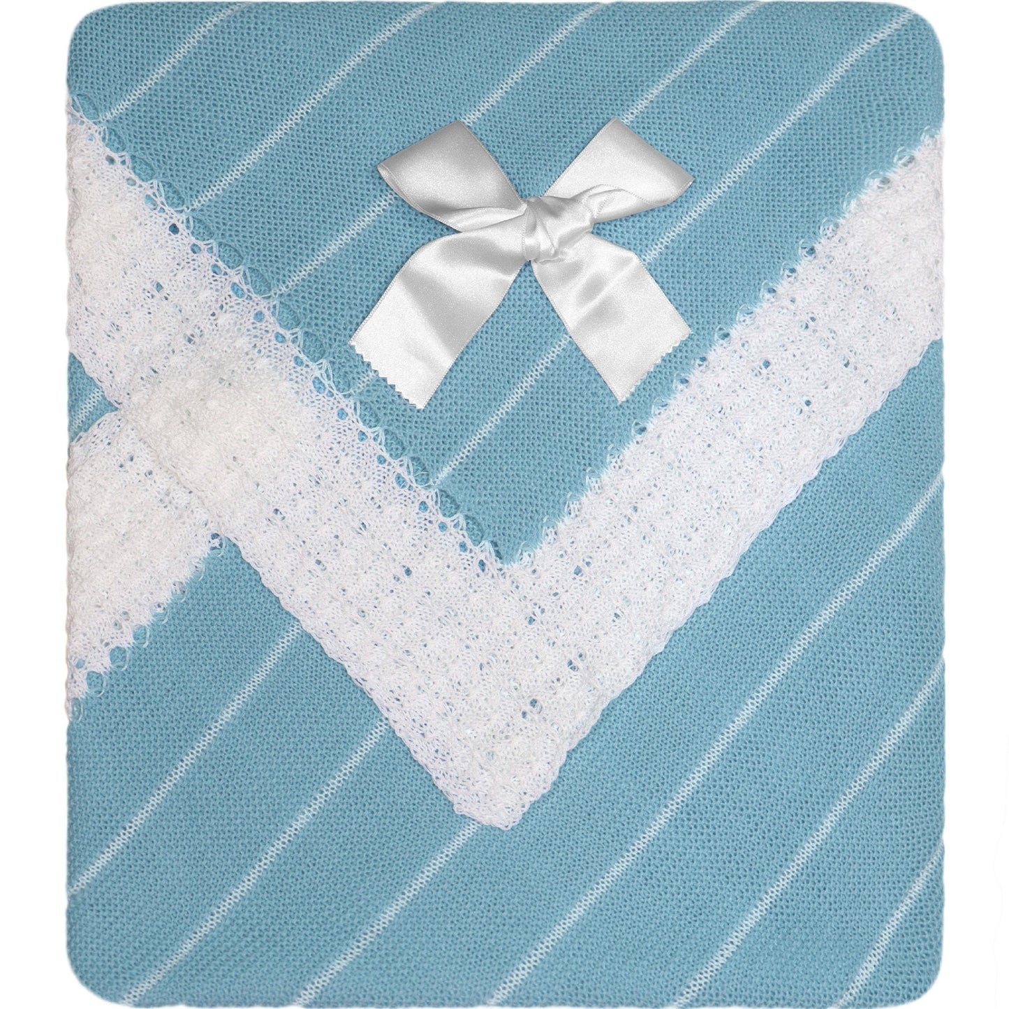 Baby Boys  Knitted Blanket, ( SeaBlue/White)