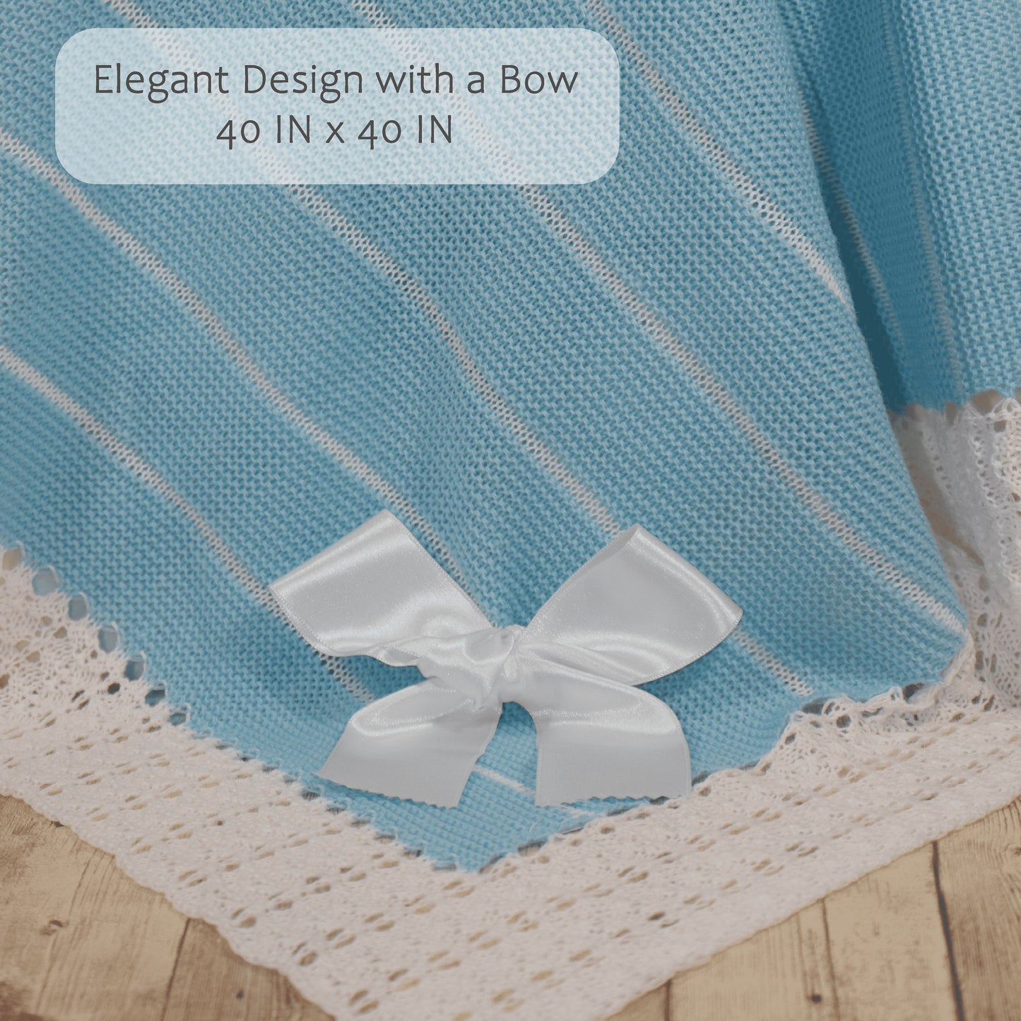 Baby Boys  Knitted Blanket, ( SeaBlue/White)