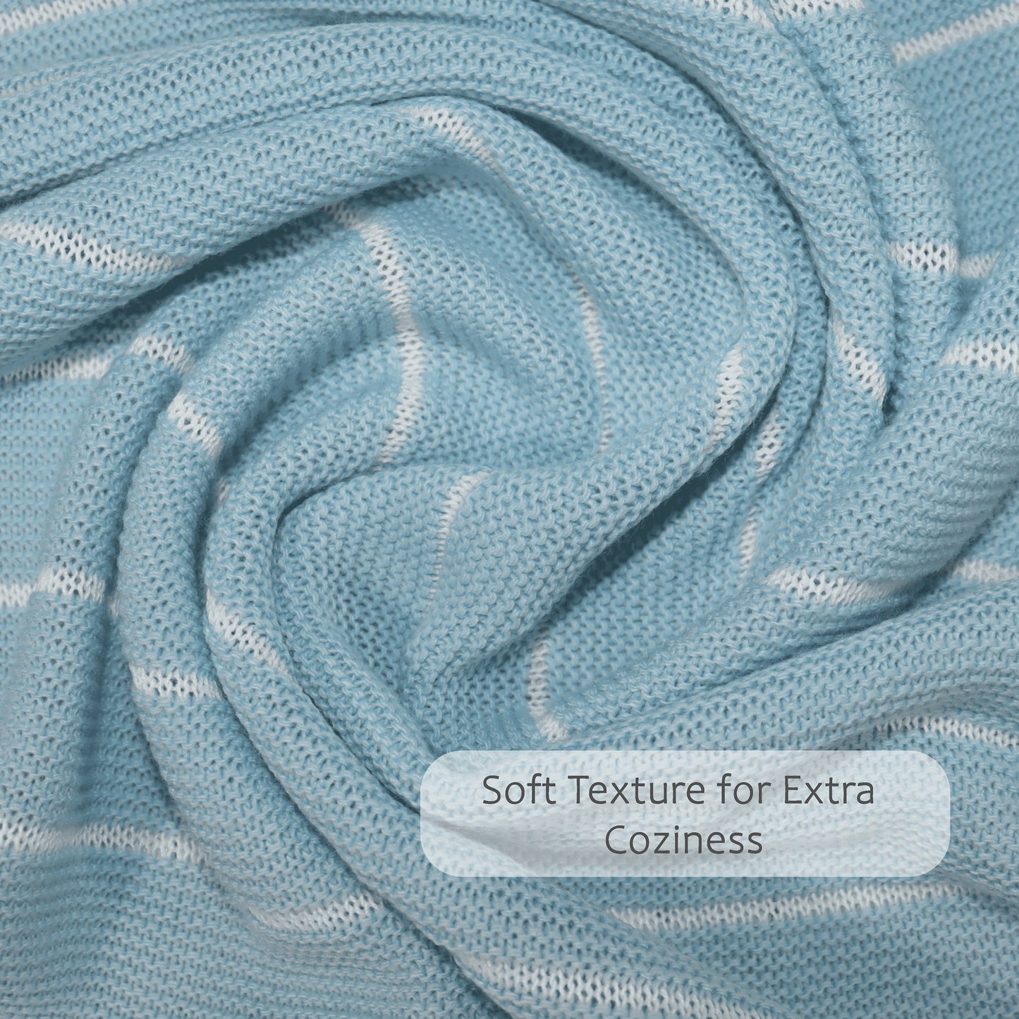 Baby Boys  Knitted Blanket, ( SeaBlue/White)